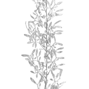 Silver Glitter Mistletoe Christmas Garland - 1.5m 