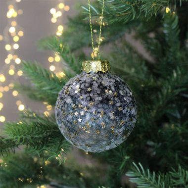 Grey Ombre Star Glass Bauble - 8cm 