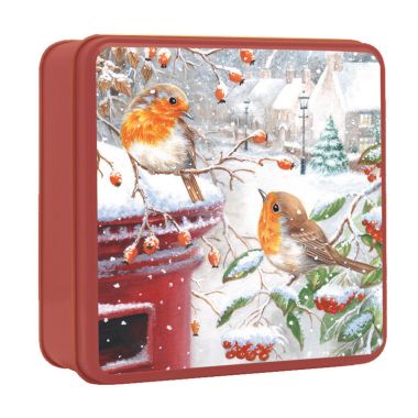 Clotted Cream Shortbread Biscuit Tin, Robins with a Postbox - 100g