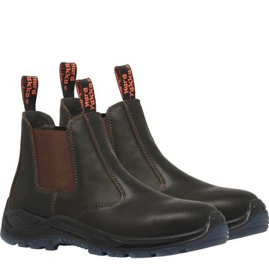 Hard Yakka Men’s Banjo Safety Slip-On Leather Dealer Boots – Brown
