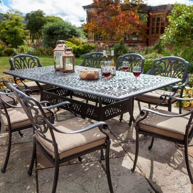 Hartman Amalfi 8 Seater Dining Garden Furniture Set with Parasol & Base