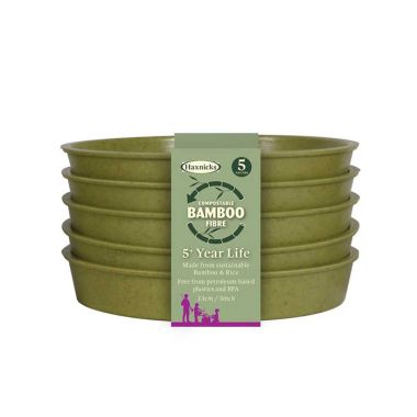 Haxnicks 5” Compostable Bamboo Plant Saucers, Pack of 5 – Sage Green