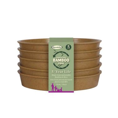 Haxnicks Compostable Bamboo 5” Pack of 5 Plant Saucers – Terracotta