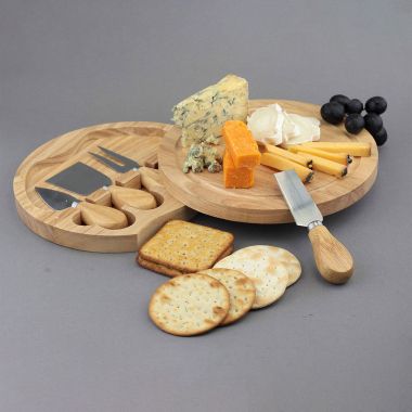 Apollo Hevea Wood Cheese Board With Knives