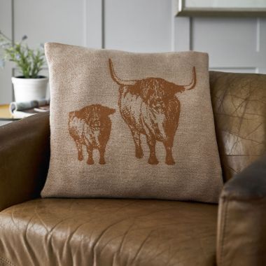 The Lyndon Company Acrylic Reversible Cushion - Highland Cow