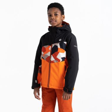 Dare 2b Children's Humour II Jacket - Puffins Orange Geo Camo Print/Black