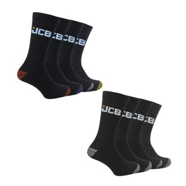 JCB Apparel Black Bumper Pack Socks – 8 Pairs