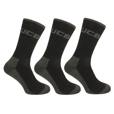 JCB Heavy Duty Black Work Socks – Pack of 3