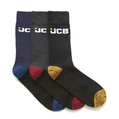 JCB Multi Heel Boot Socks – Pack of 3