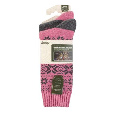Jeep Women's Fairisle Thermal  Boot Socks, Pack of 2 - Grey/Pink