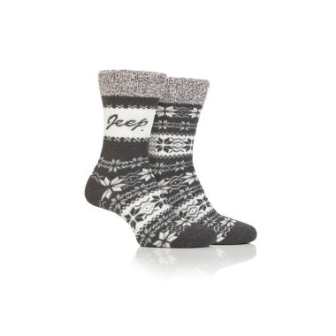 Jeep Women's Brushed Thermal Boot Sock - Slate/Cream