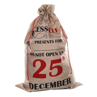 “Elf Mail” Personalised Linen Christmas Sack - Hessian