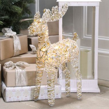 50cm LED Woven Reindeer Light Figure - Warm White
