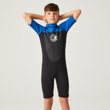 Regatta Children's Shorty Wetsuit - Black/Nautical Blue/White