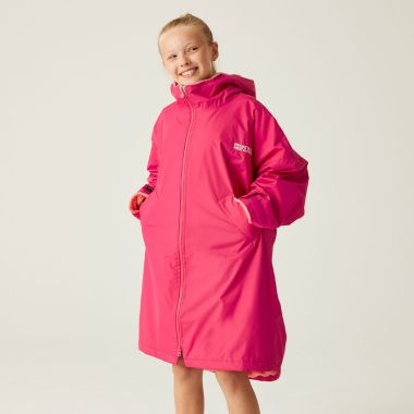 Regatta Children's Waterproof Changing Robe - Pink Potion/Shell Pink