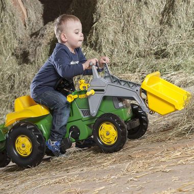 John Deere Ride-On Tractor with Front Loader and Trailer