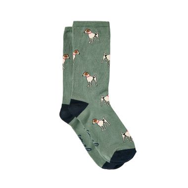 Joules Women's Everyday Ankle Socks - Green Dog 