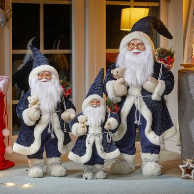 Navy Papa Noel Plush Santa Decoration - 60cm