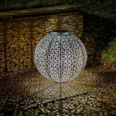 Smart Solar Jumbo Damasque Lantern - Silver