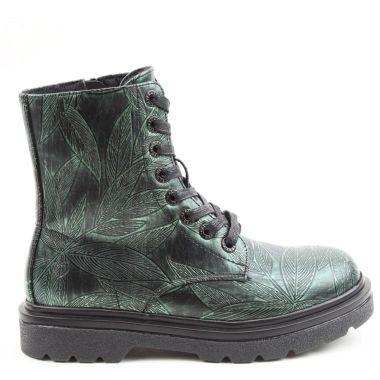  Heavenly Feet Women's Justina 2 Leaves Print Mid Boots - Emerald