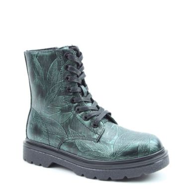  Heavenly Feet Women's Justina 2 Leaves Print Mid Boots - Emerald