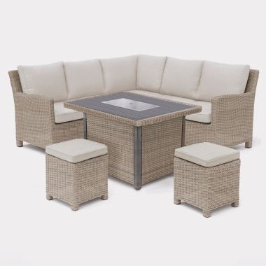 Kettler Palma 7 Seater Mini Modular Dining Set with Firepit Table - Oyster 