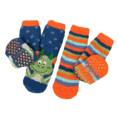 Totes Children's Original Slipper Sock, Pack of 2 - Dragon