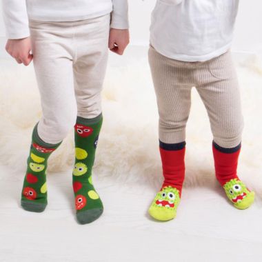 Totes Children's Original Slipper Sock, Pack of 2 - Monster