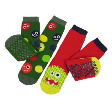 Totes Children's Original Slipper Sock, Pack of 2 - Monster