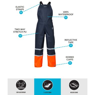 Betacraft Children's Tuffback Flex Bib Overtrousers - Navy/Orange