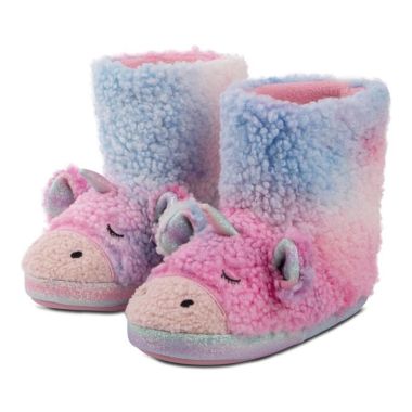Totes Children's Unicorn Boot Slippers - Pink