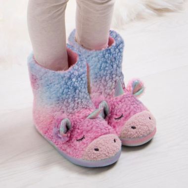 Totes Children's Unicorn Boot Slippers - Pink