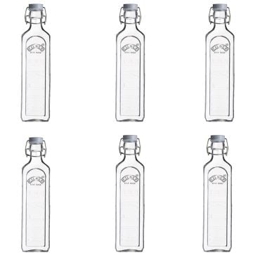 Kilner Square Clip Top Bottle – 1 Litre, Pack of 6