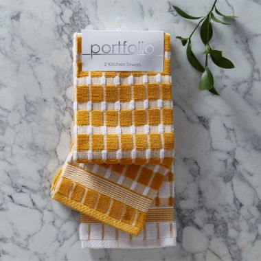 Portfolio Brecon Kitchen Tea Towel, Mustard – Pack of 2