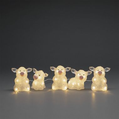 Konstsmide Acrylic Pigs LED Light Figures, Set of 5 - Clear