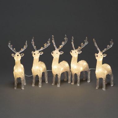 Konstsmide Acrylic Reindeer LED Light Figures, Set of 5 - Warm White