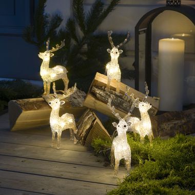 Konstsmide Acrylic Reindeer LED Light Figures, Set of 5 - Warm White