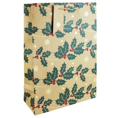 Kraft Holly Gift Bag – Extra Large