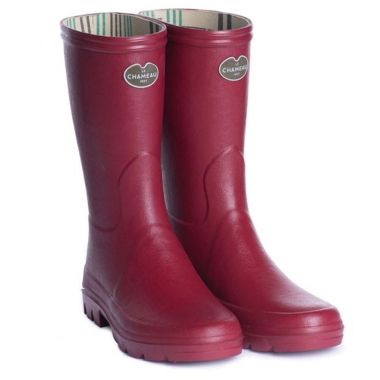Le Chameau Women’s Iris Bottillon Jersey Lined Wellington Boots – Rouge