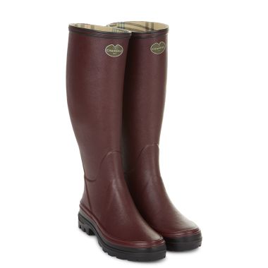 Le Chameau Women's Giverny Jersey Lined Wellington Boots - Cherry