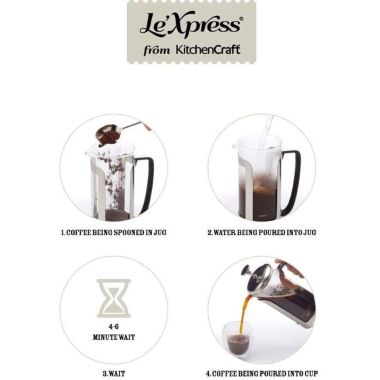 Le'Xpress 6-Cup Glass / Stainless Steel Cafetière