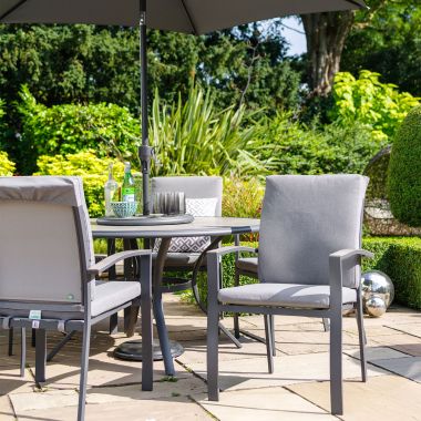 LG Outdoor Turin 6 Seater Dining Garden Furniture Set with Parasol