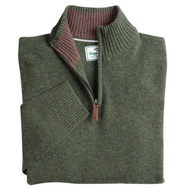 Hoggs of Fife Lothian 1/4 Zip Neck Pullover - Thyme