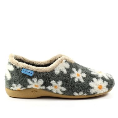 Lunar Women's Daisy Flower Slippers - Grey