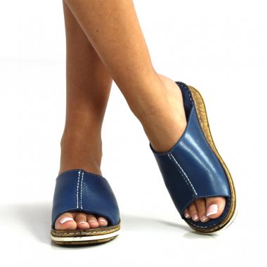 Lunar Women's Harmony Leather Mule Sandals - Blue