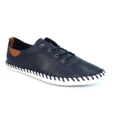 Lunar Women’s St Ives Leather Plimsoll – Navy