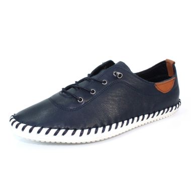 Lunar Women’s St Ives Leather Plimsoll – Navy