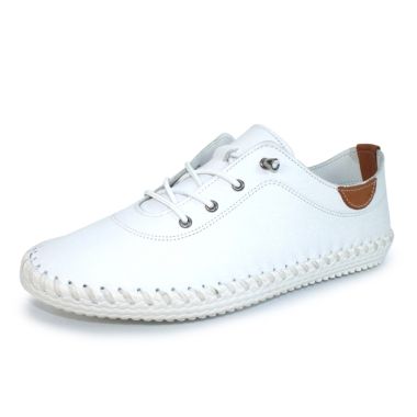 Lunar Women’s St Ives Leather Plimsoll - White