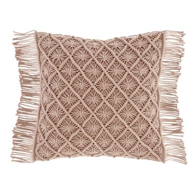 Pineapple Elephant Macrame Diamond Cushion – Blush