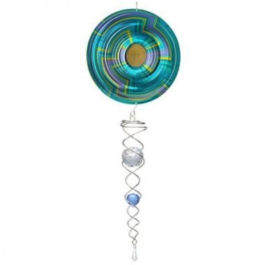 Spin Art Mandala Swirl Wind Spinner with Crystal Tail
